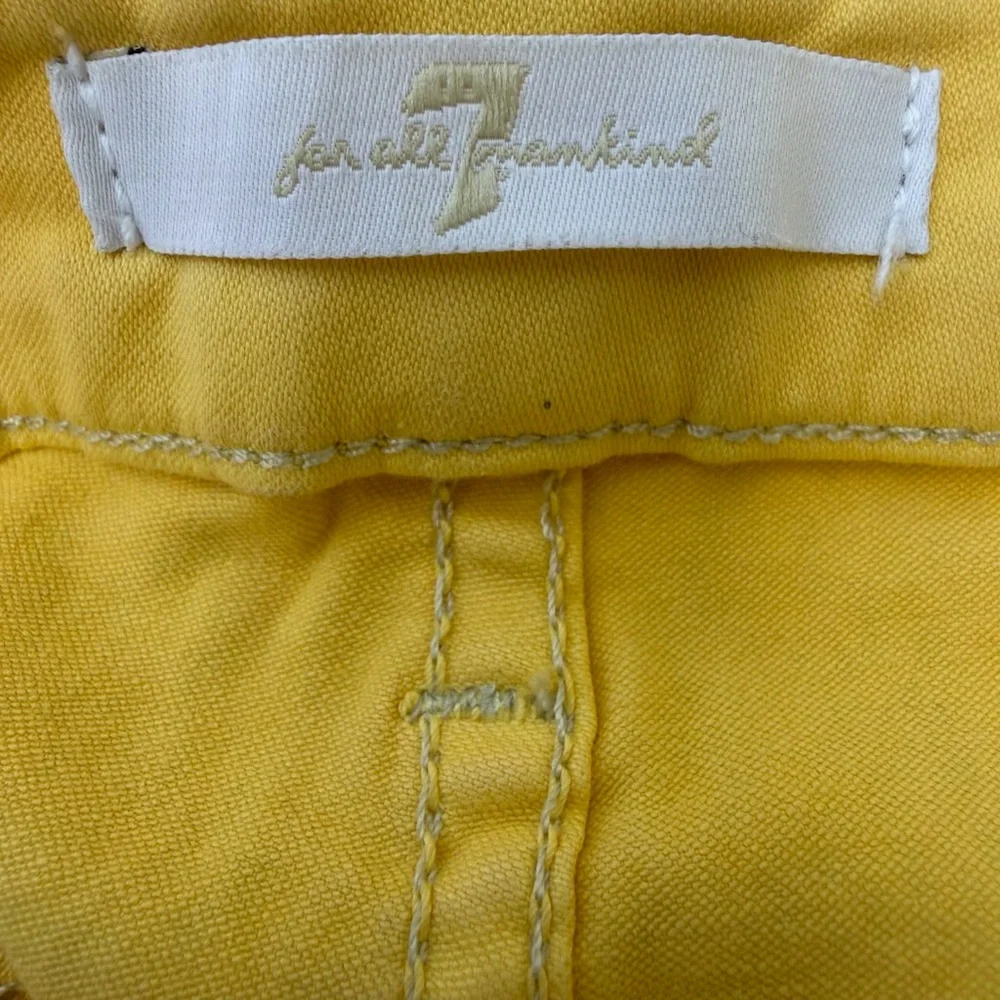 Y2K 7 For All Mankind Yellow Paisley Lace Skinny Jeans Size 26 - Picture 4 of 7